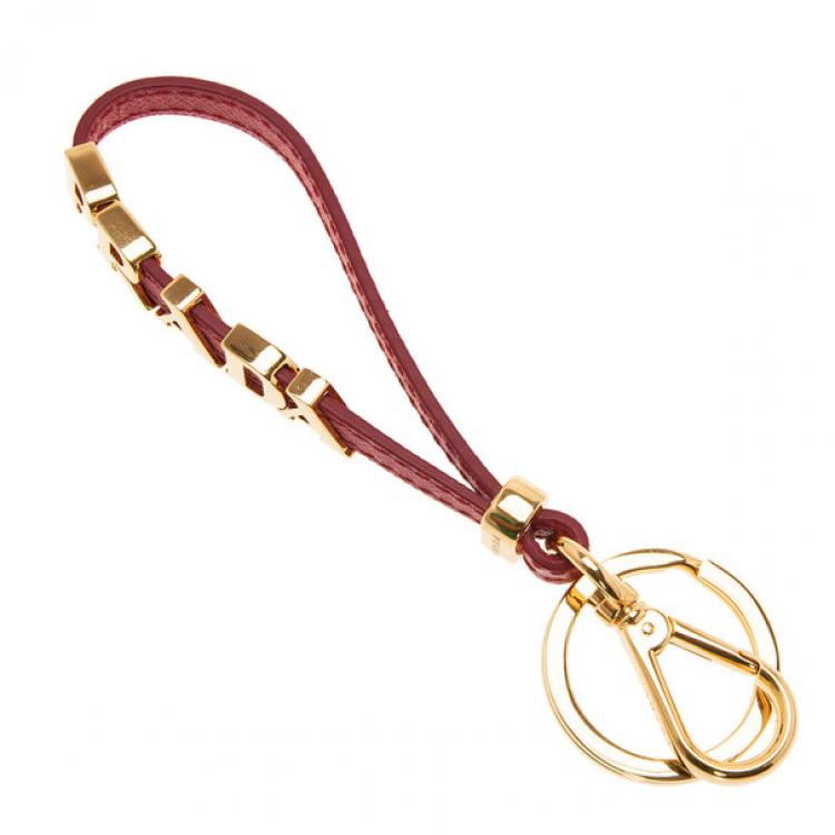 Pre Owned Prada Pink Saffiano Leather Keychain