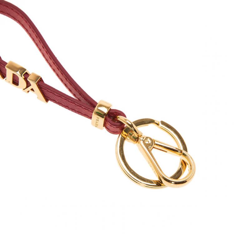 Pre Owned Prada Pink Saffiano Leather Keychain