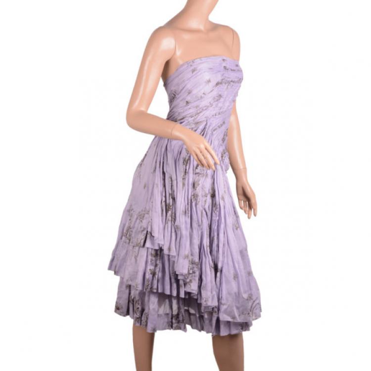 Pre Owned Prada Lilla Ruffle Cotton Dress M