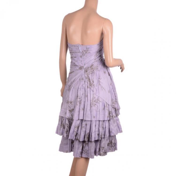 Pre Owned Prada Lilla Ruffle Cotton Dress M