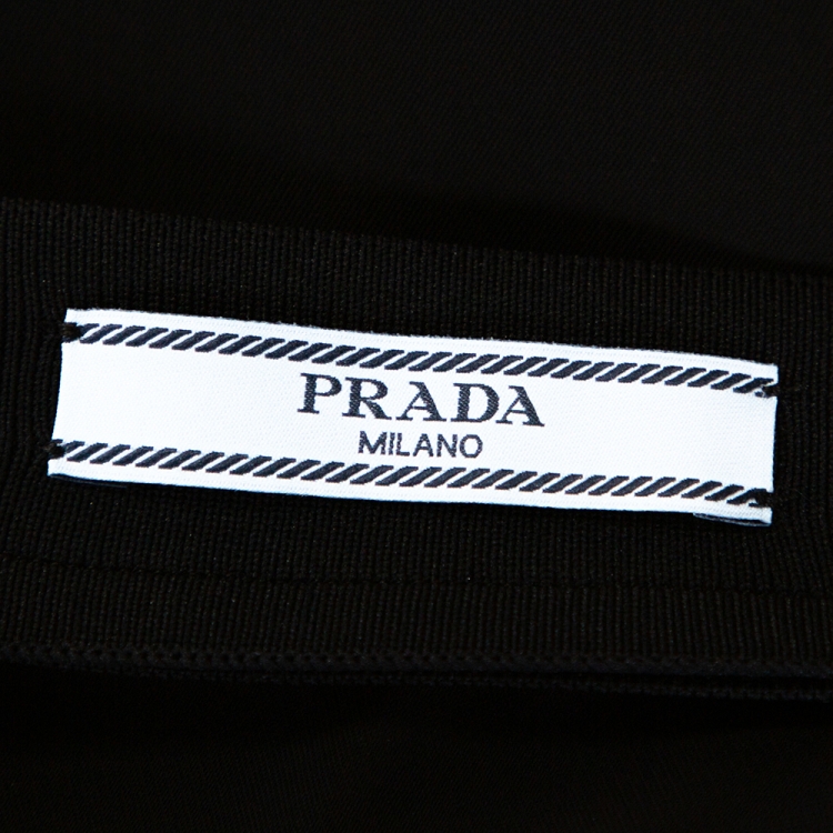 Pre Owned Prada Black Crepe Pleated Asymmetric Midi Skirt L