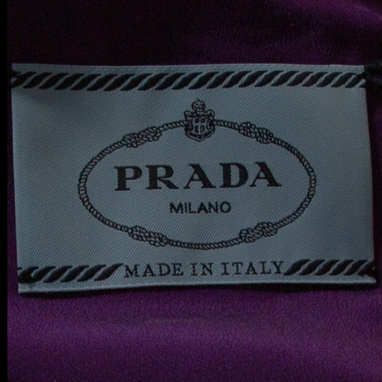 Pre Owned Prada Black Cady Crepe Short Sleeve Flared Dress M