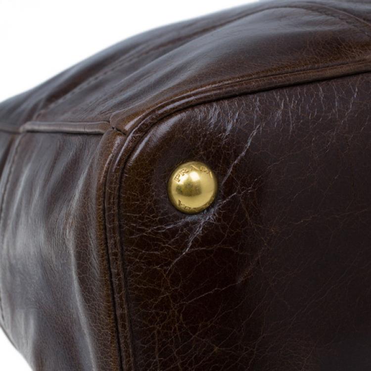 Pre Owned Prada Brown Vitello Shine Tote