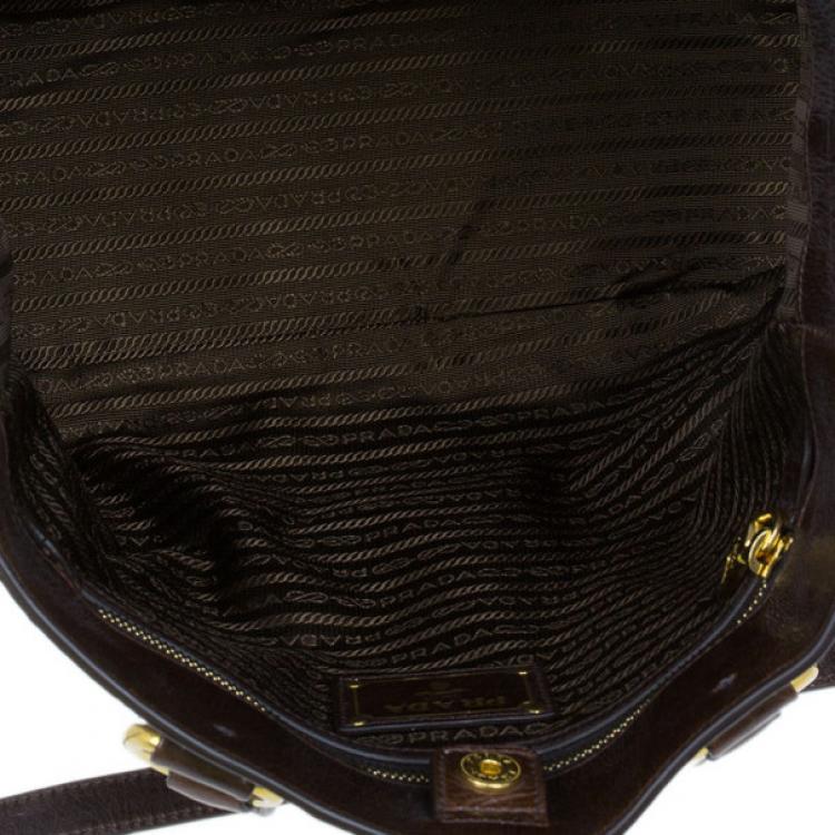 Pre Owned Prada Brown Vitello Shine Tote
