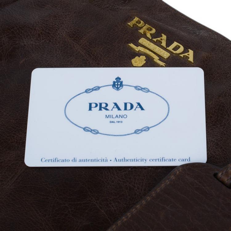 Pre Owned Prada Brown Vitello Shine Tote