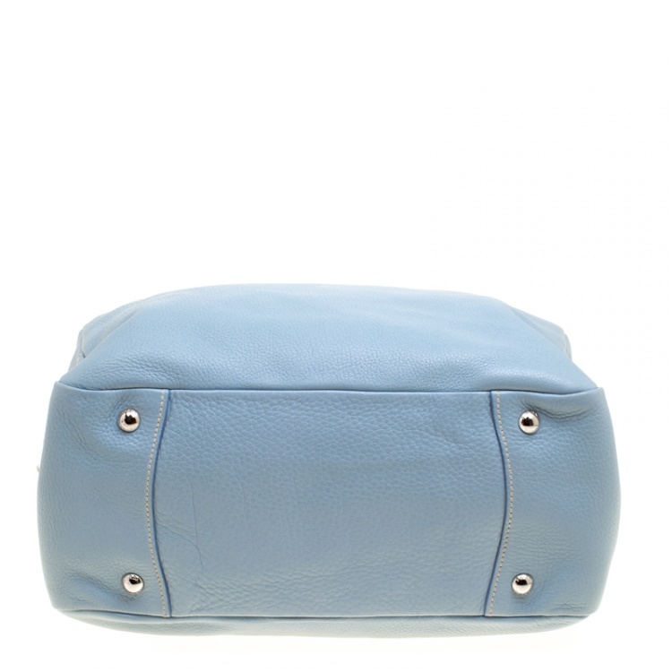 Pre Owned Prada Dusty Blue Vitello Diano Leather Bowler Bag