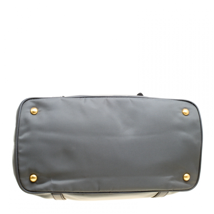 Pre Owned Prada Grey Tessuto Saffiano Top Handle Bag