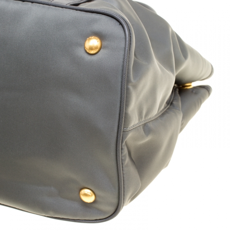 Pre Owned Prada Grey Tessuto Saffiano Top Handle Bag