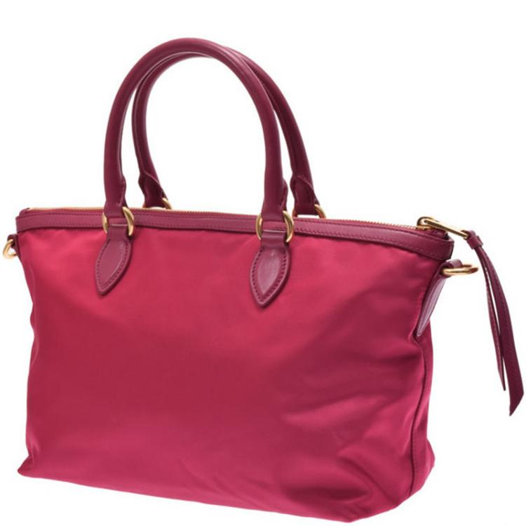 Prada Fuchsia Pink Tessuto Nylon Shopping Tote Bag – Queen Bee of