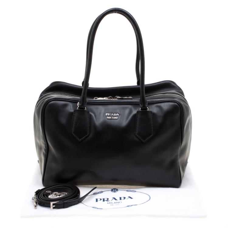 Pre Owned Prada Black Leather Bauletto Bag