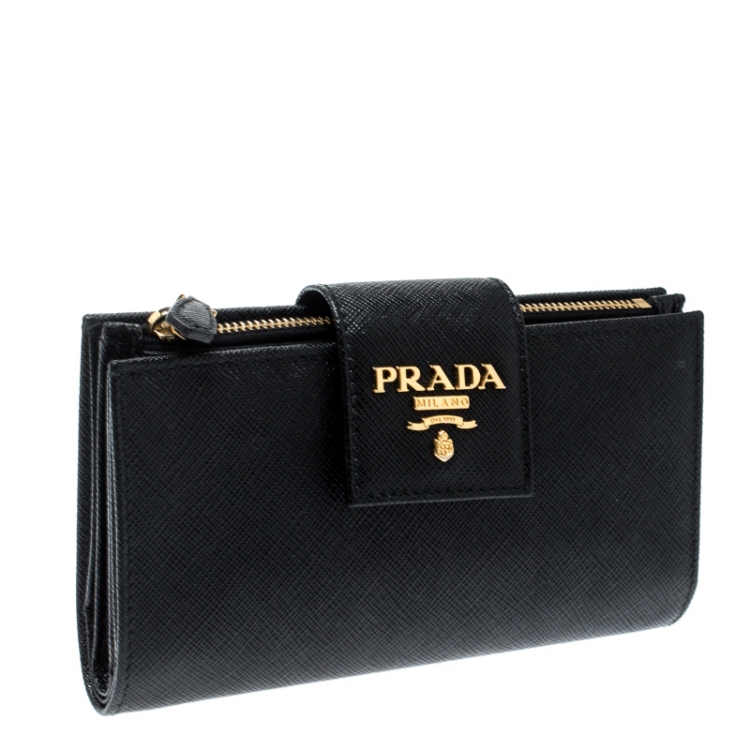 prada saffiano leather continental wallet