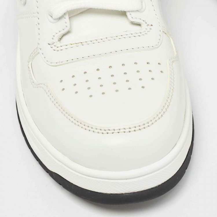Pre Owned Prada White/Black Leather Block Heel Sneaker Pumps Size 40