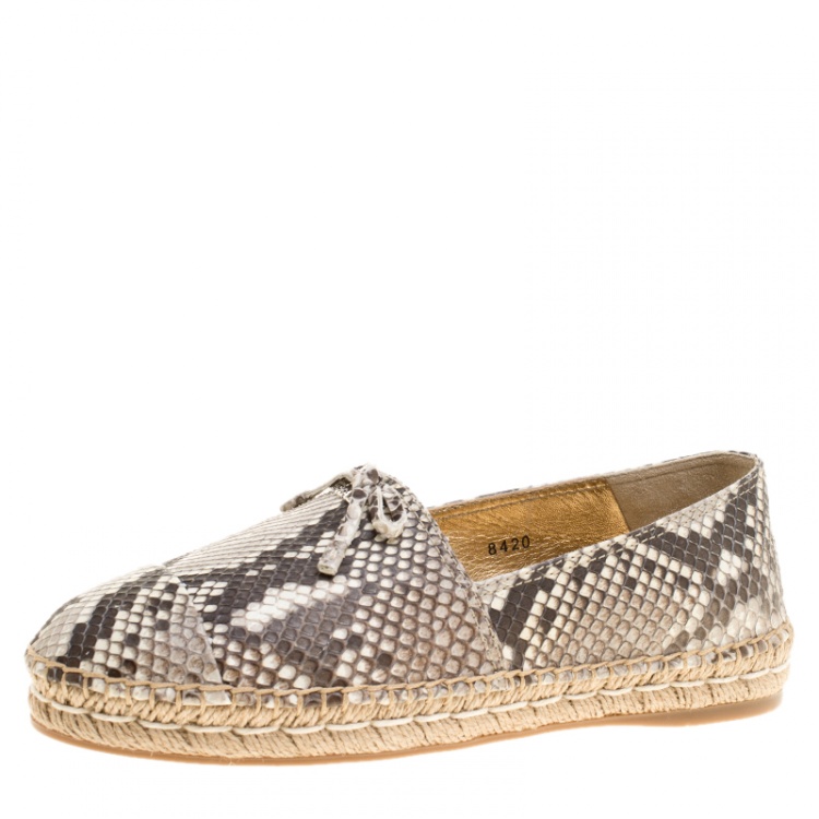 Prada Beige Python Leather Bow Espadrilles Size 38 Prada | TLC