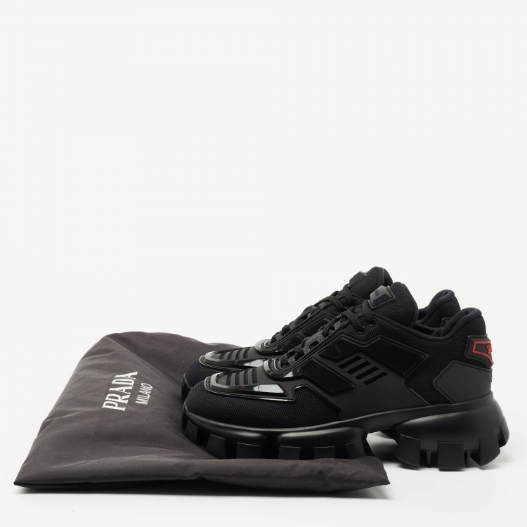 Pre Owned Prada Black Mesh and Rubber Cloudbust Thunder Low Top Sneakers Size 38.5
