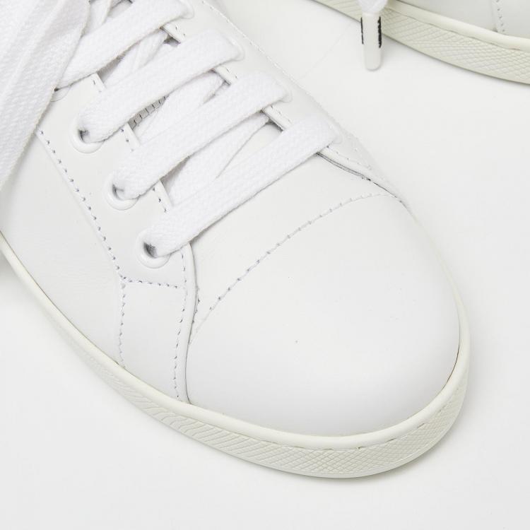 Pre Owned Prada White Leather Lace-Up Sneakers 35