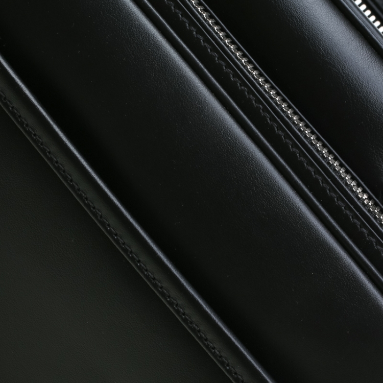 Pre Owned Prada Black Leather Piped Briefcase