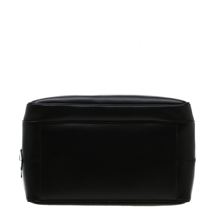 Pre Owned Prada Black Leather Piped Briefcase