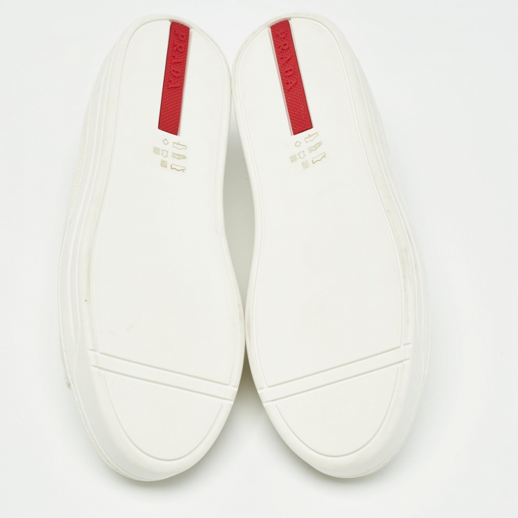 Pre Owned Prada Sport Off White Canvas Low Top Sneakers Size 36.5