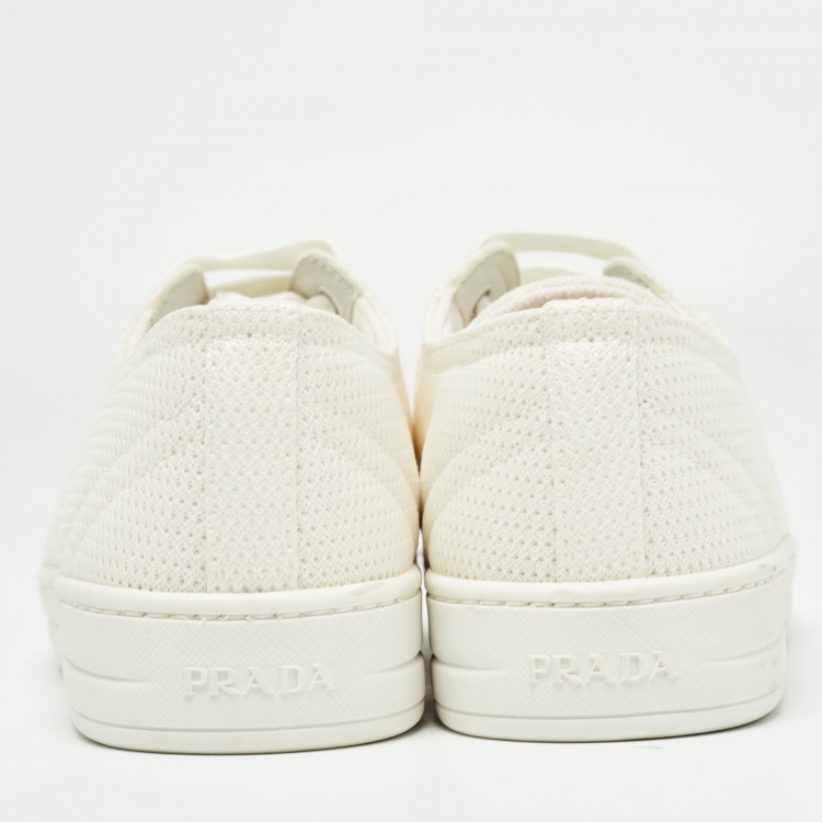 Pre Owned Prada Sport Off White Canvas Low Top Sneakers Size 36.5