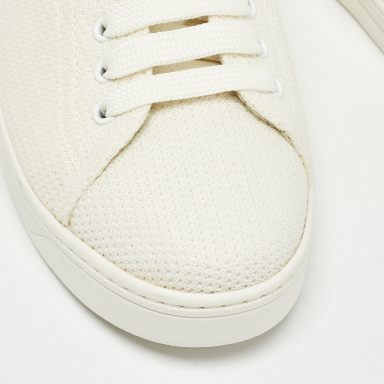 Pre Owned Prada Sport Off White Canvas Low Top Sneakers Size 36.5