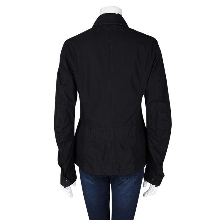 Pre Owned Prada Sport Black Cotton Zip Front Buckle Detail Jacket L
