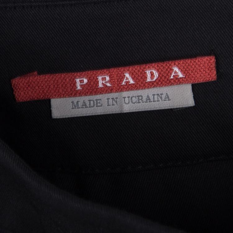 Pre Owned Prada Sport Black Cotton Inverted Pleat Skirt S