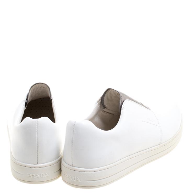 مملوكة مسبقًا Prada Sport White Leather Slip On Sneakers Size 39