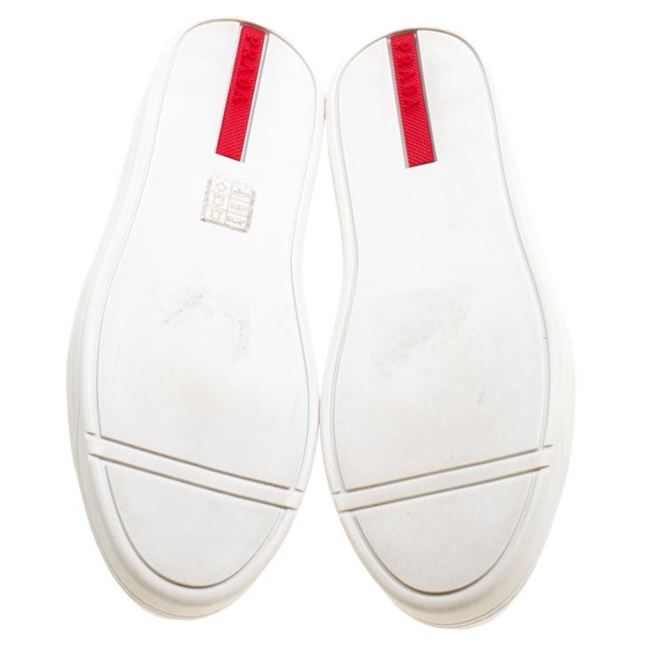 مملوكة مسبقًا Prada Sport White Leather Slip On Sneakers Size 39