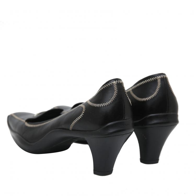 مملوكة مسبقًا Prada Sport Black Leather Block Heel Pumps Size 38.5