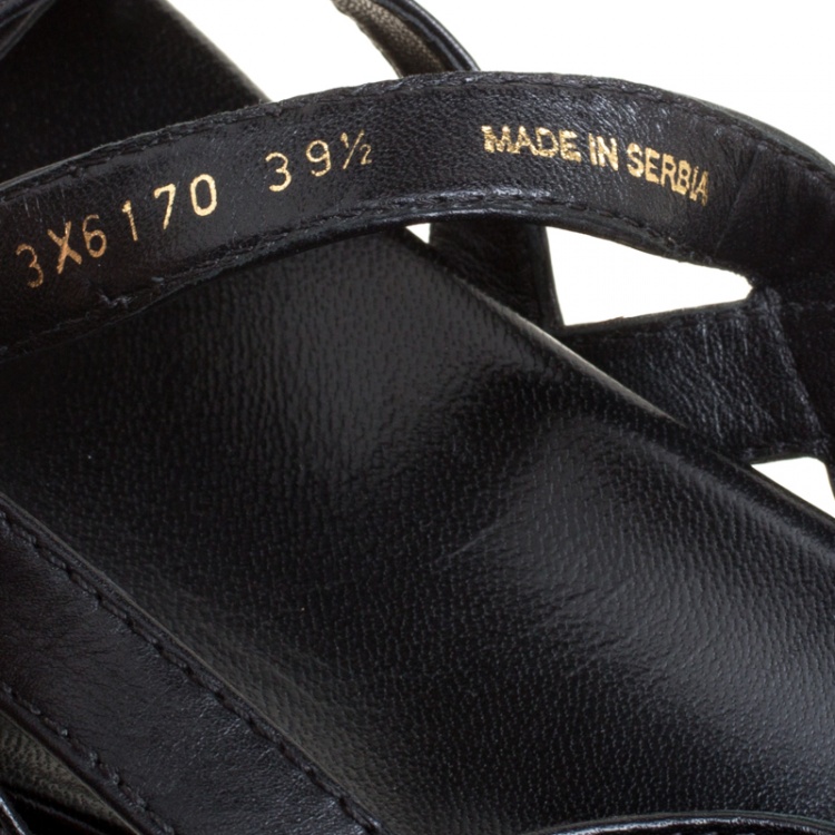 Pre Owned Prada Sport Black Leather Cross Strap Flat Sandals Size 39.5