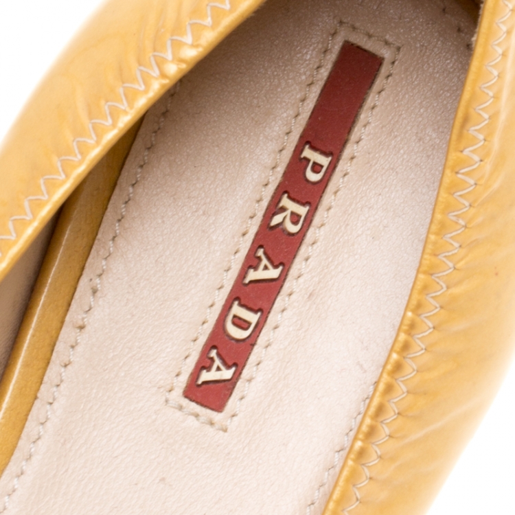 Pre Owned Prada Sport Two Tone Patent Leather Buckle Detail Ballet Flats Size 36.5