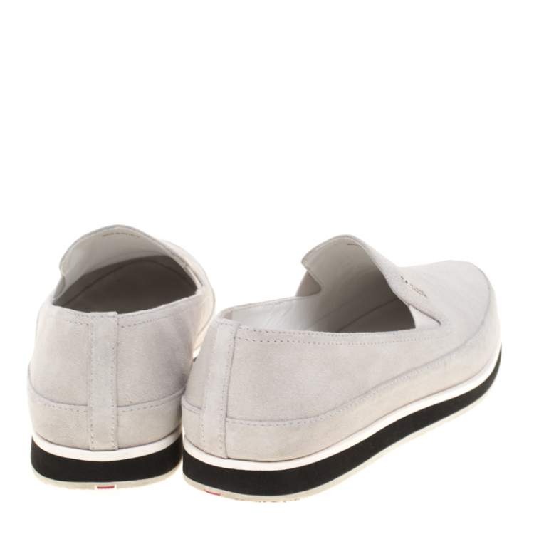Pre Owned Prada Sport Grey Suede Slip On Sneakers Size 37.5