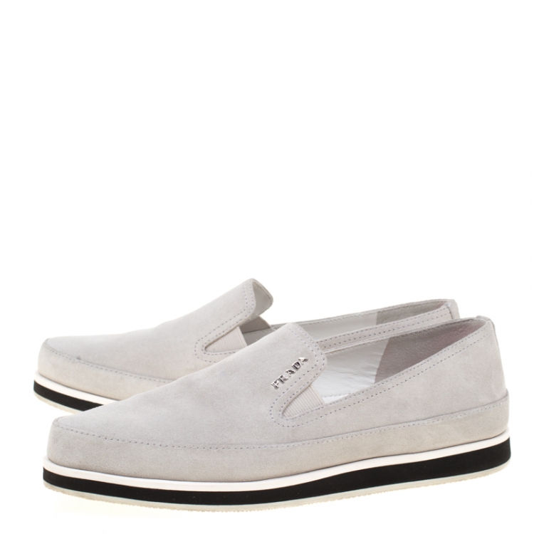 Pre Owned Prada Sport Grey Suede Slip On Sneakers Size 37.5