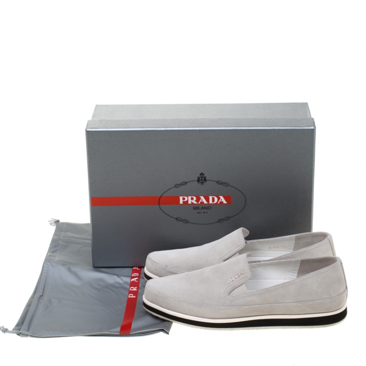 Pre Owned Prada Sport Grey Suede Slip On Sneakers Size 37.5