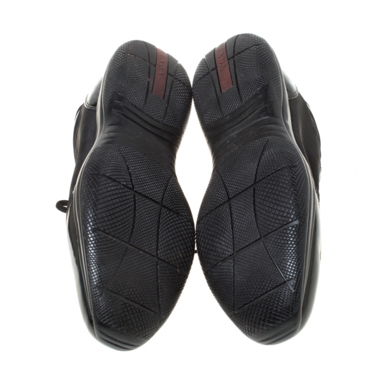 Pre Owned Prada Sport Black Patent Leather And Fabric Lace Up Sneakers Size 40