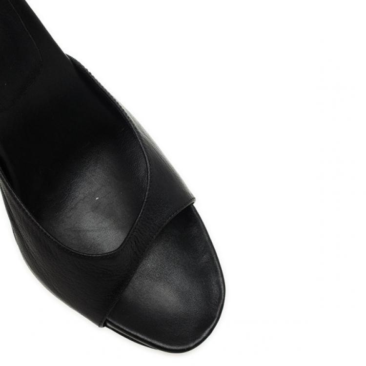 Pre Owned Prada Sport Black Leather High Heel Mules Size 41