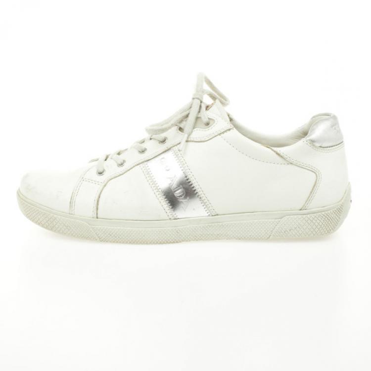 Pre Owned Prada Sport White Leather Sneakers Size 39.5