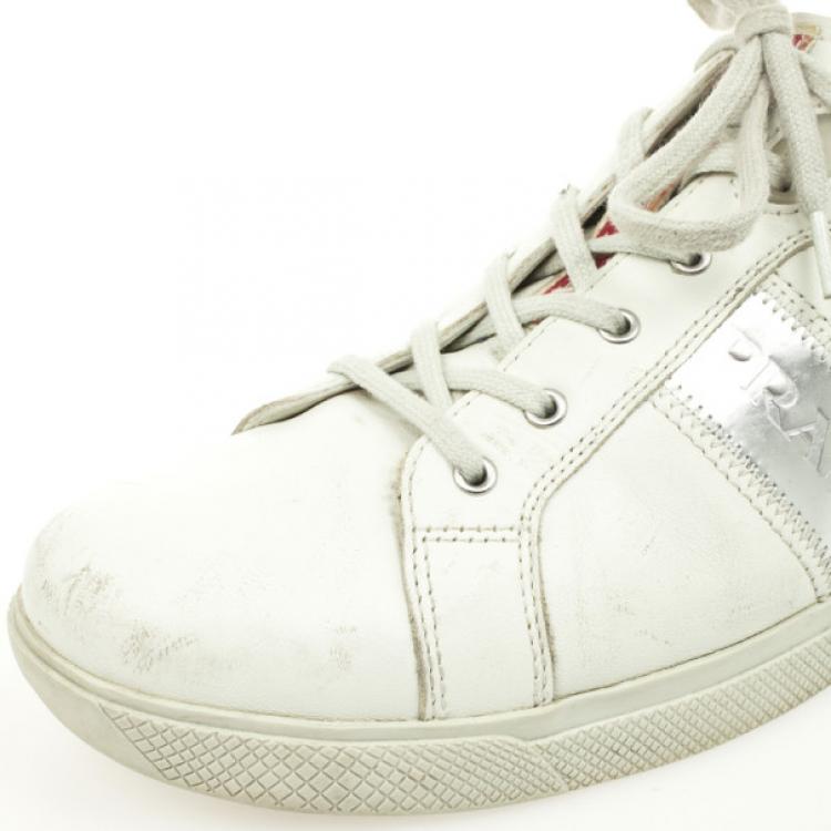 Pre Owned Prada Sport White Leather Sneakers Size 39.5