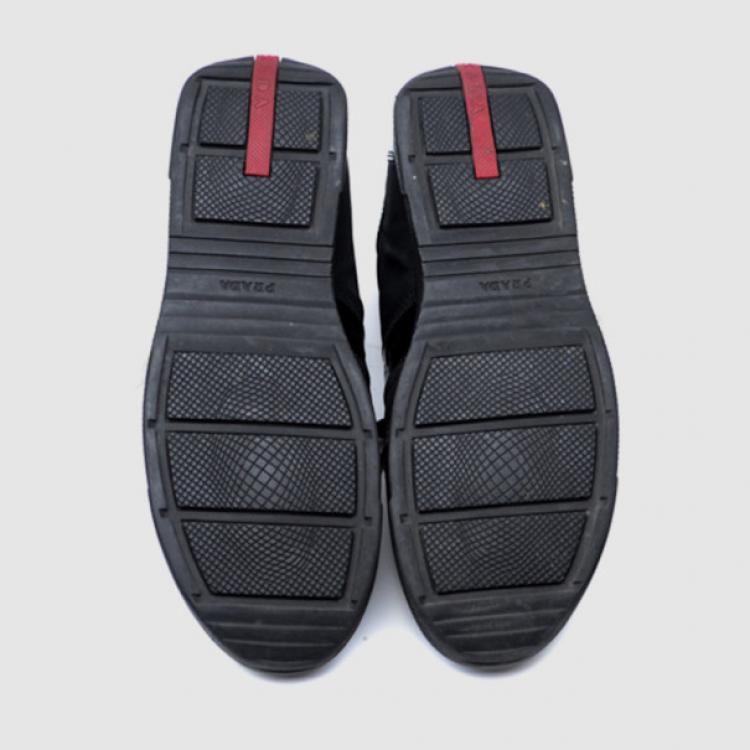 Pre Owned Prada Sport Black Leather Lace Up Sneakers Size 37.5