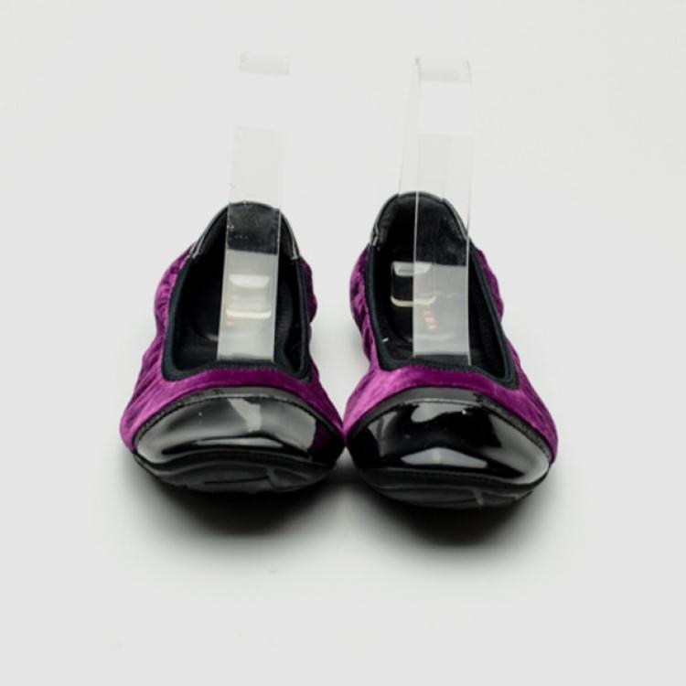 مملوكة مسبقًا Prada Sport Purple Velvet Ballet Flats Size 38