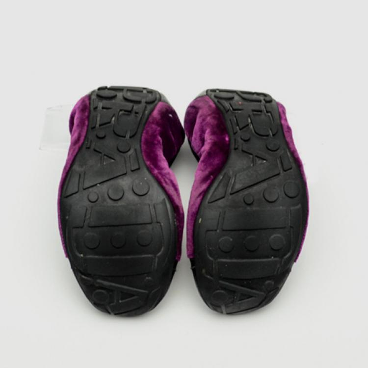 مملوكة مسبقًا Prada Sport Purple Velvet Ballet Flats Size 38