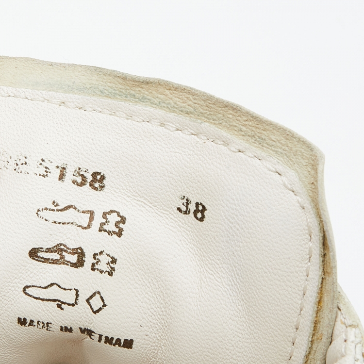 Pre Owned Prada Sport Ivory Leather Logo Low Top Sneakers Size 38