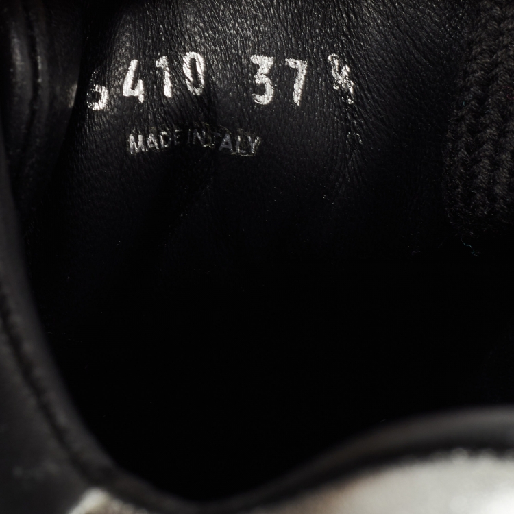 Pre Owned Prada Sport Black/Silver Leather Low Top Sneakers Size 37.5