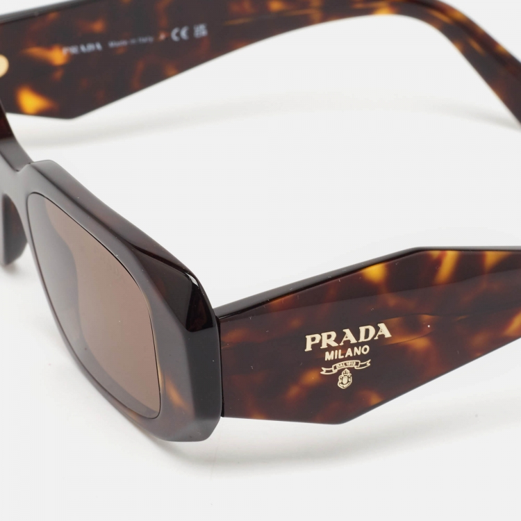 مملوكة مسبقًا Prada Tortoise SPR17W Symbole Geometric Sunglasses