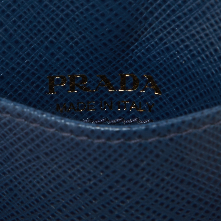 Pre Owned Prada Blue Saffiano Leather Badge Holder