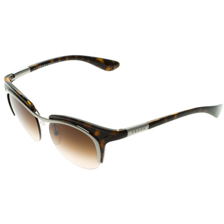 Pre Owned Prada Brown Tortoise SPR 68O Dixie Cat Eye Sunglasses