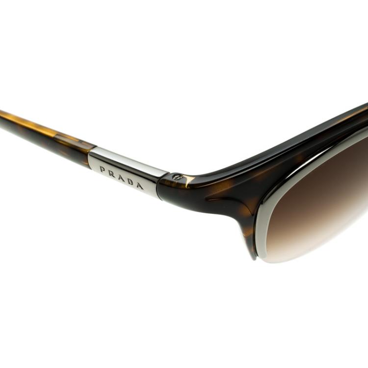 Pre Owned Prada Brown Tortoise SPR 68O Dixie Cat Eye Sunglasses