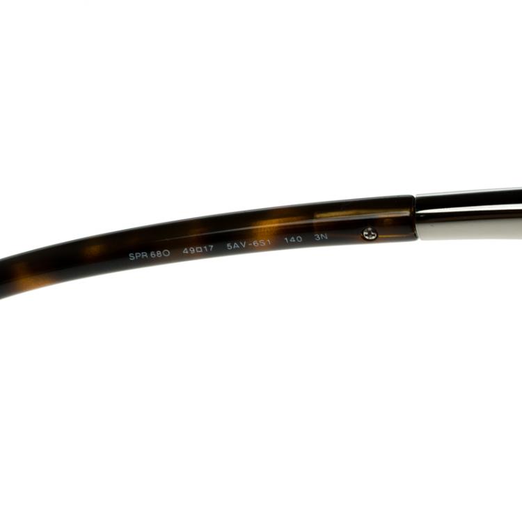 Pre Owned Prada Brown Tortoise SPR 68O Dixie Cat Eye Sunglasses