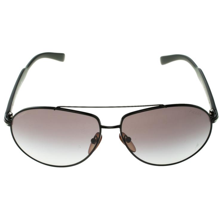 Pre Owned Prada Black Gradient Aviator Sunglasses