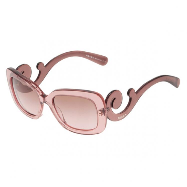 Pre Owned Prada Purple Baroque Rectangle Sunglasses
